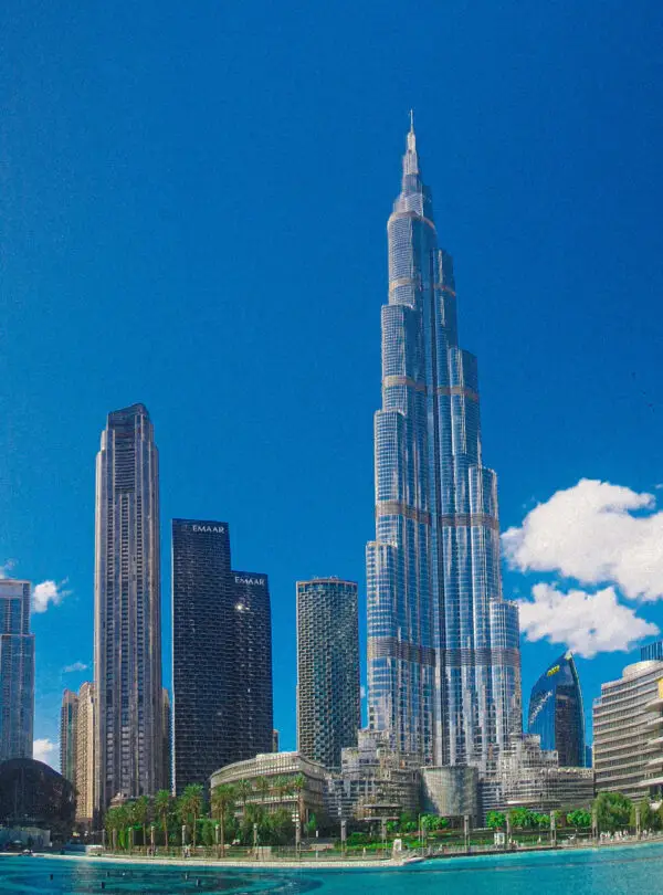 skyscrapers at the downtown of Dubai on a sunny day, United Arab Emirates
